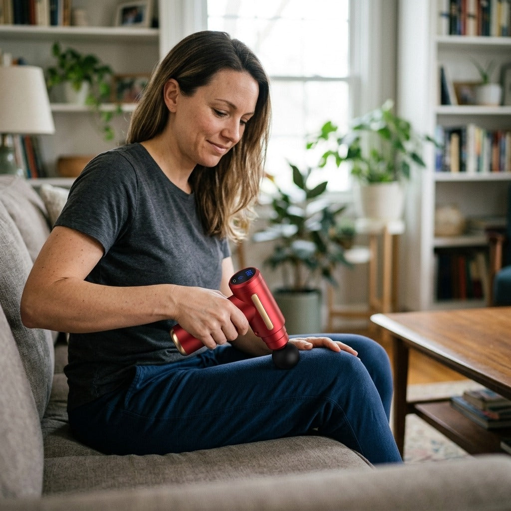 Rechargeable Mini Massage Gun with LCD Display - in everyday life