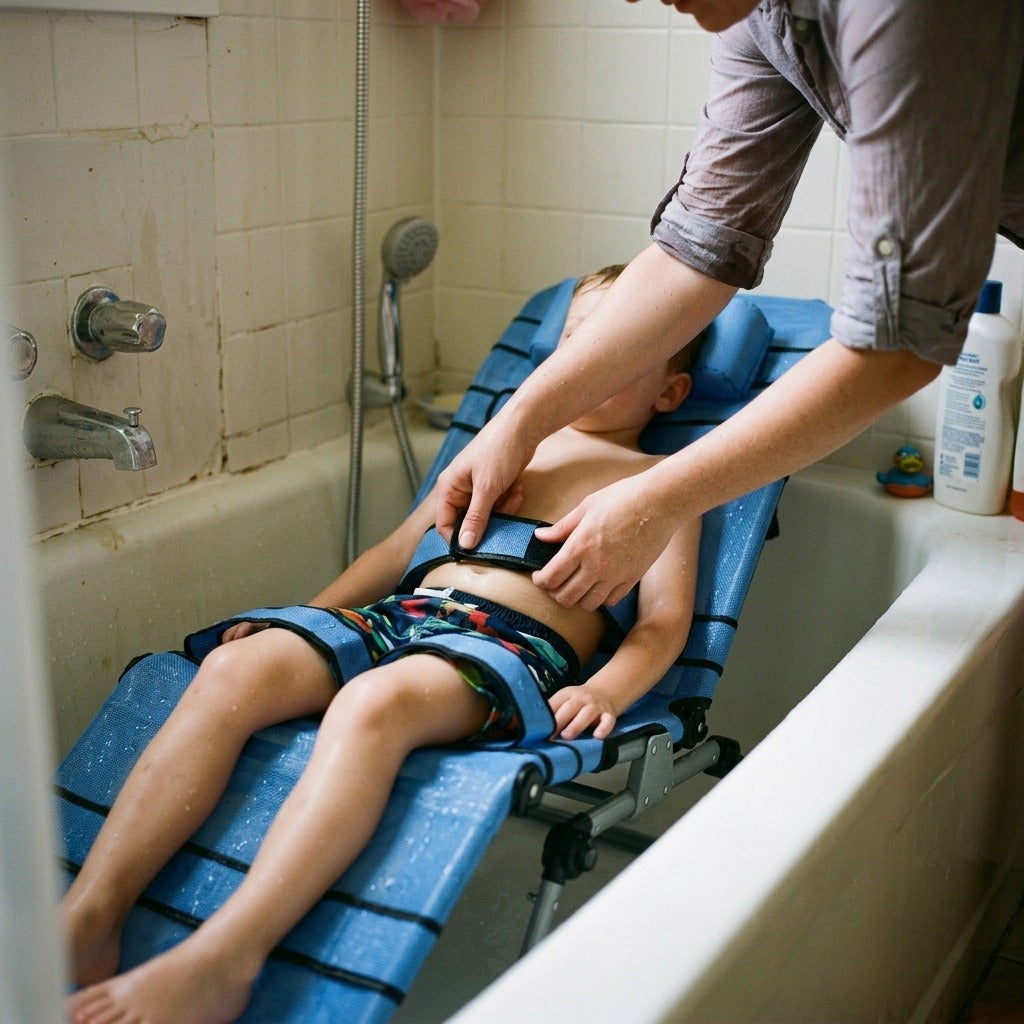 Reclining Bath Chair for Children - in use