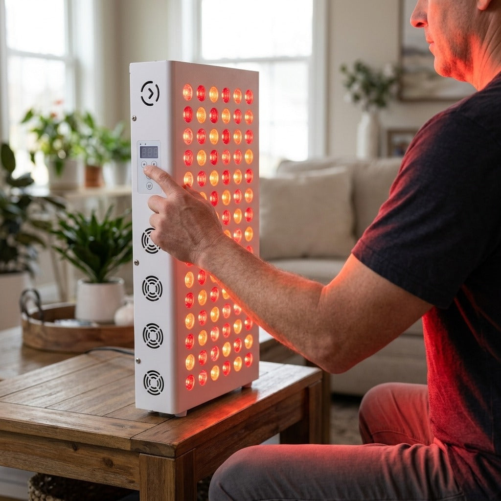 Red and Near-Infrared Light Panel with Multiple Models - in use
