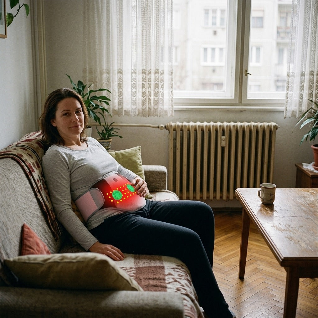 Vörös fényű hasmelegítő masszázzsal - a mindennapokban