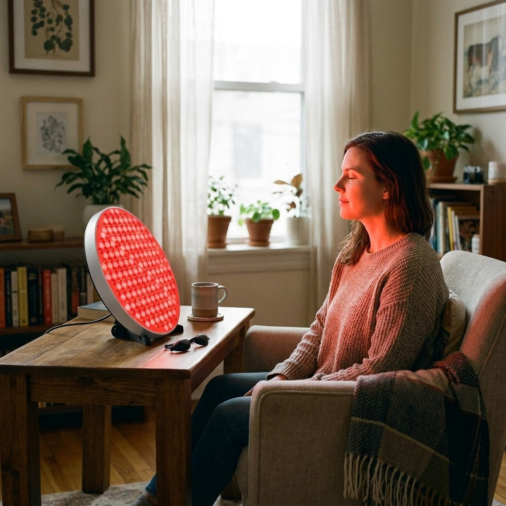 Red Light Therapy Lamp with Stand, 660nm & 850nm - at home