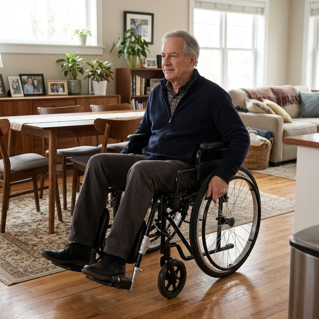 Reinforced Steel Foldable Manual Wheelchair - at home