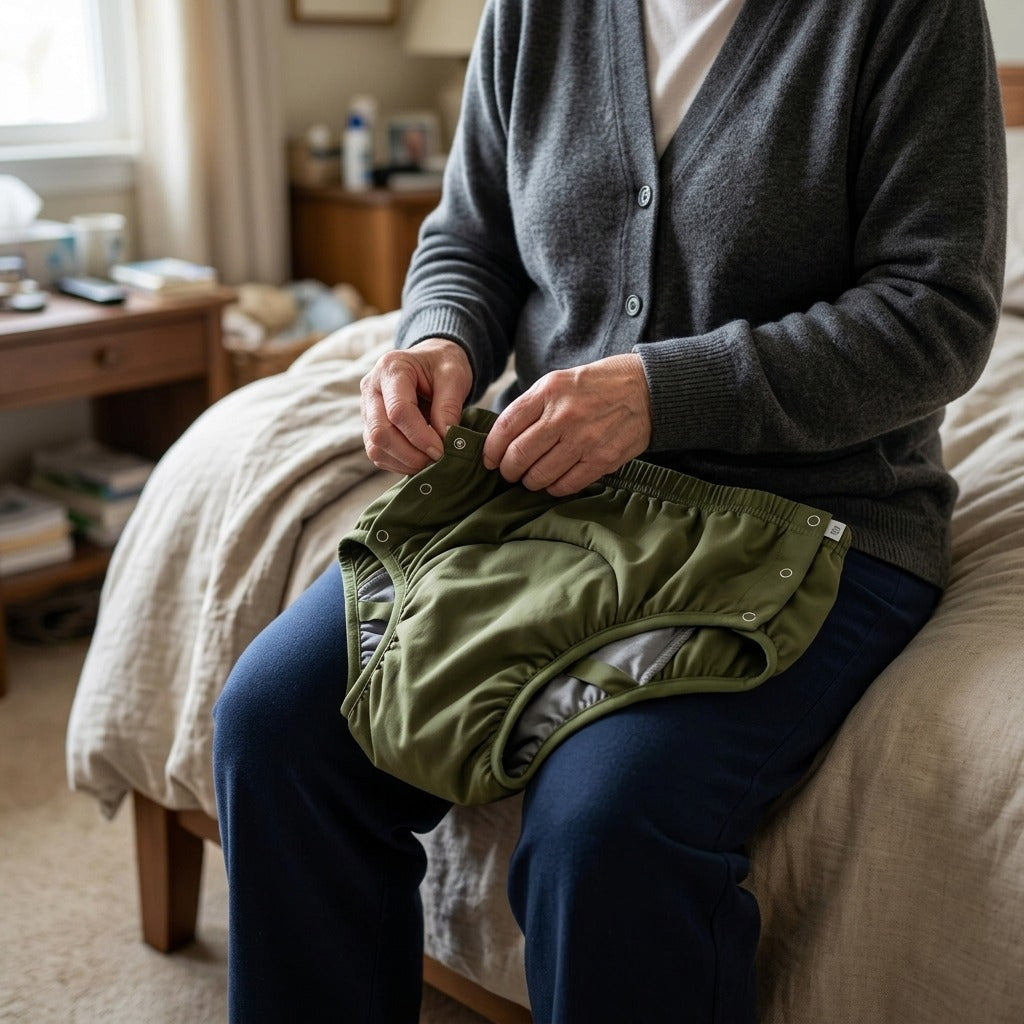 Reusable Cotton Adult Incontinence Underwear - in use