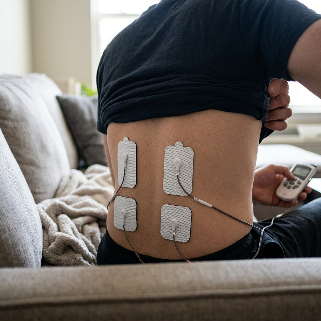 Reusable EMS TENS Electrode Pads for Back - in use