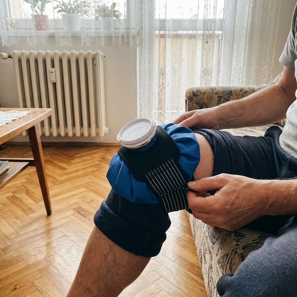 Újrahasználható melegítő- és hűtőtasak pánttal - használat közben