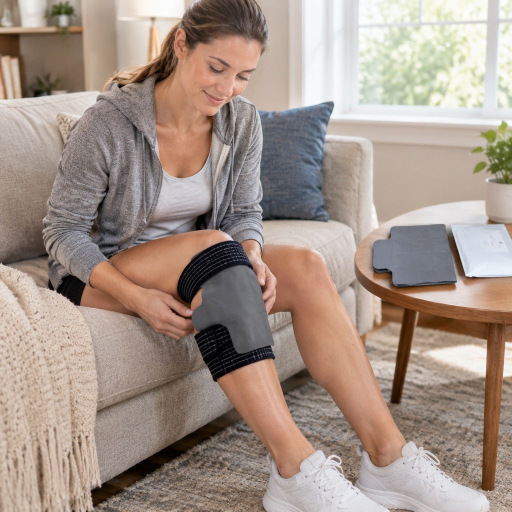 Reusable Knee Hot and Cold Gel Pack Wrap - at home