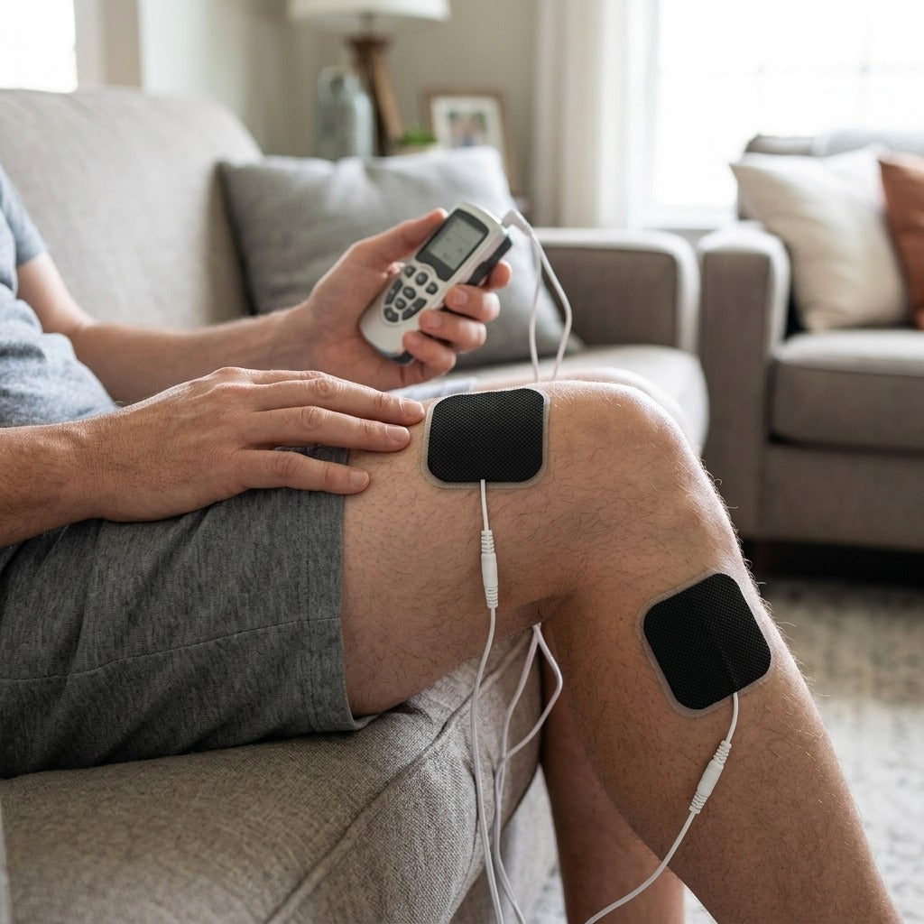Reusable Non-Woven EMS and TENS Electrode Pads - in use