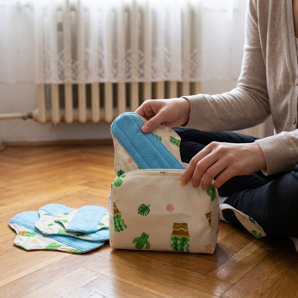 Újrahasználható polár betétek mini nedveszsákkal - használat közben