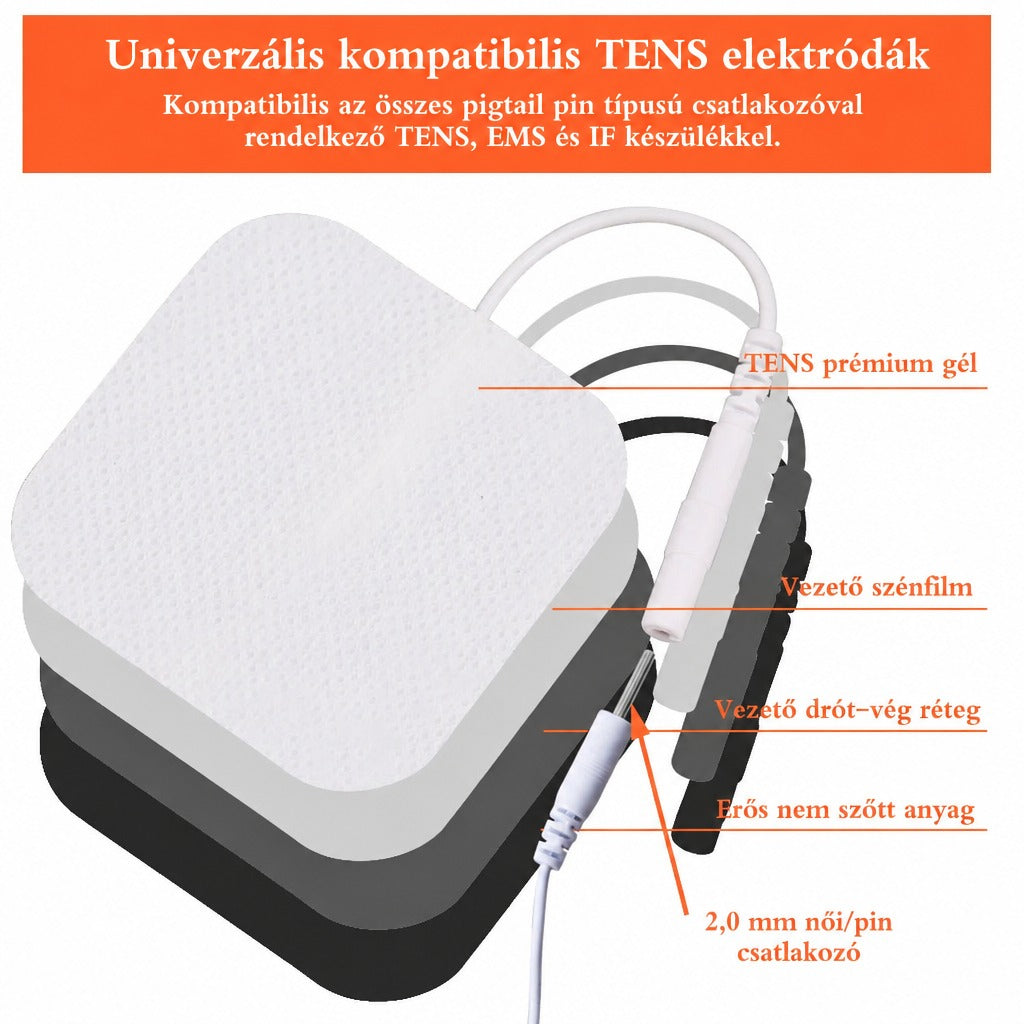 Újrahasználható, öntapadó gél elektródatapasz, 4 x 4 cm