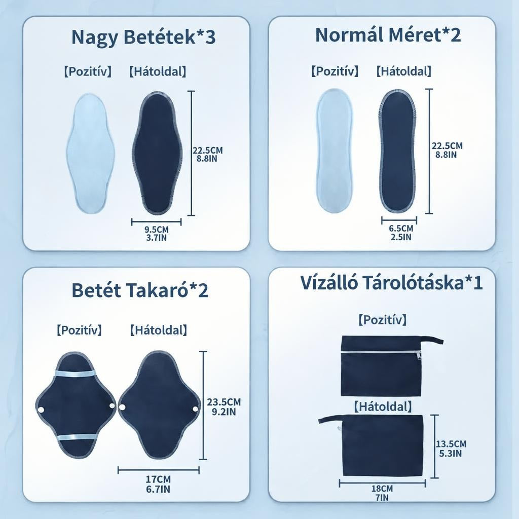 Mosható, újrahasználható betétek, 8 darabos
