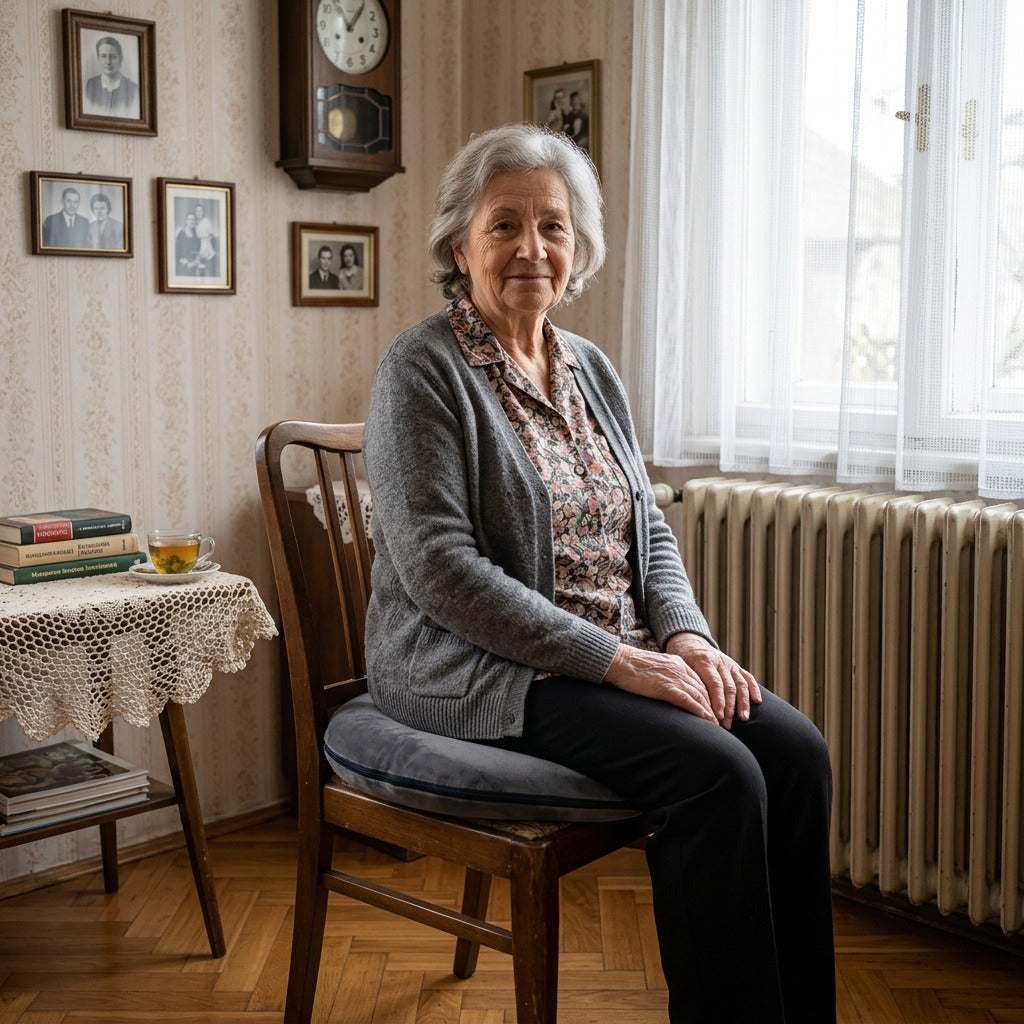 Kerek memóriahabos ülőpárna irodába vagy autóba - a mindennapokban