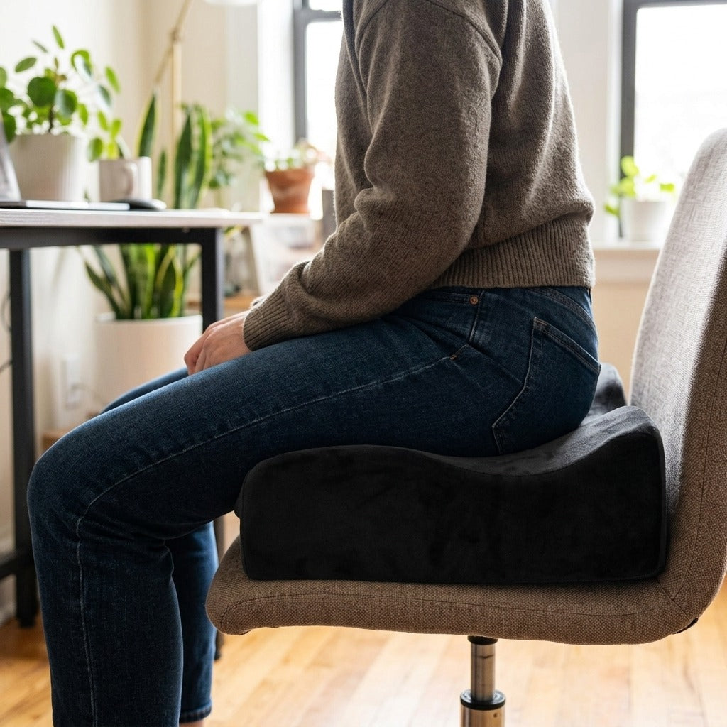 Seat Cushion for Tailbone Pressure Relief - in use