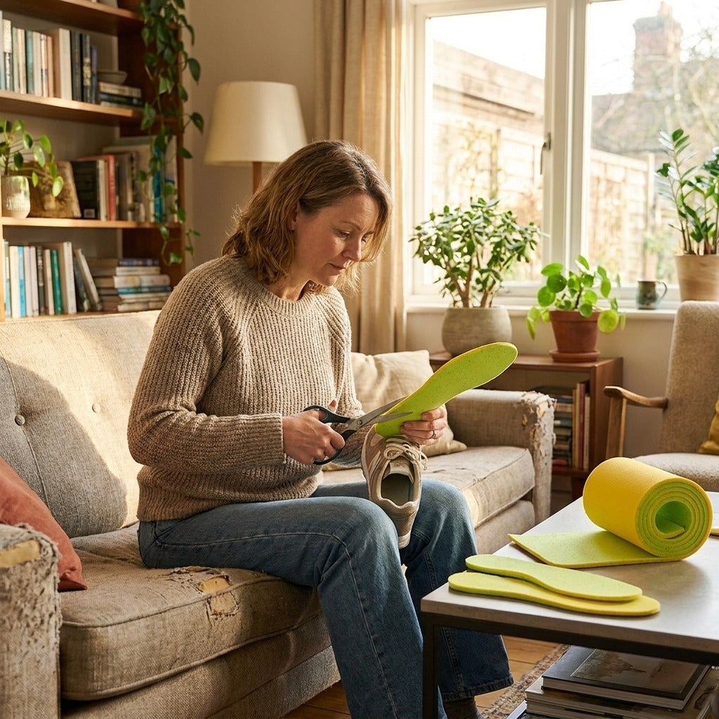 Self-Cutting Memory Foam Insoles for Shoes - at home