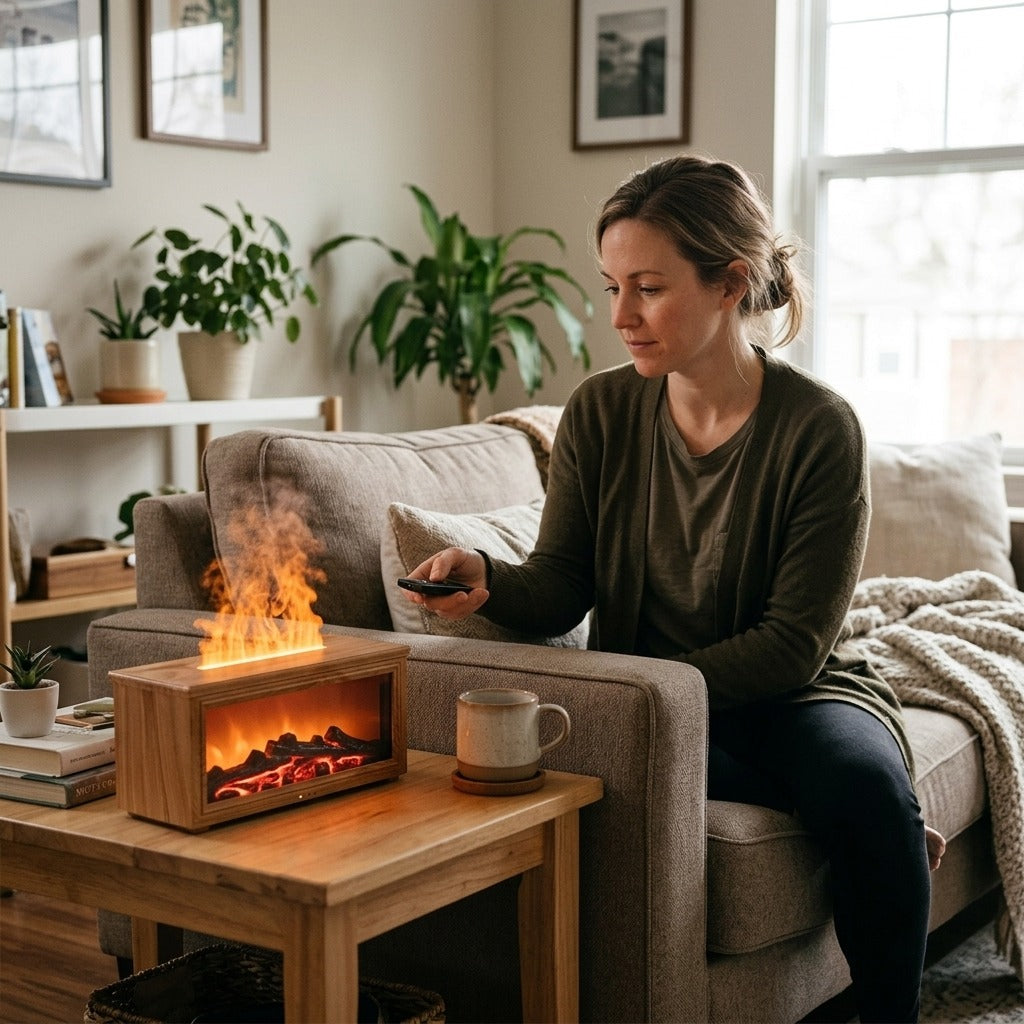 Seven-Color Flame Effect Essential Oil Diffuser - at home