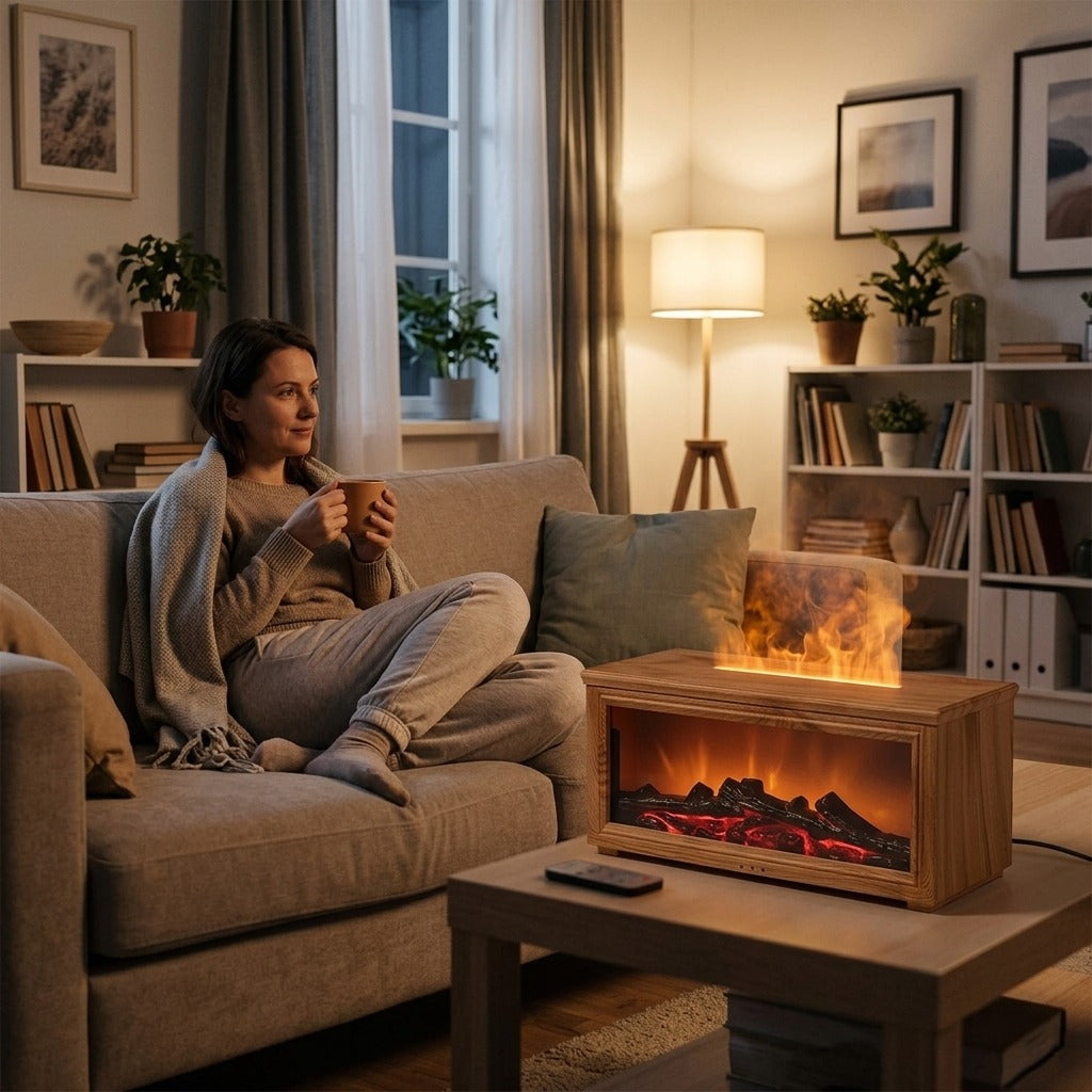 Seven-Color Flame Effect Essential Oil Diffuser - in everyday life