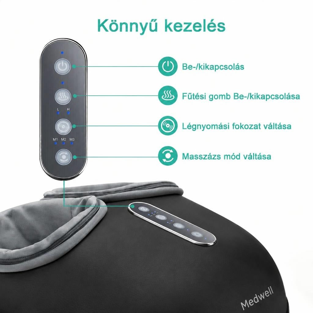 Shiatsu lábmasszírozó melegítéssel és görgőkkel