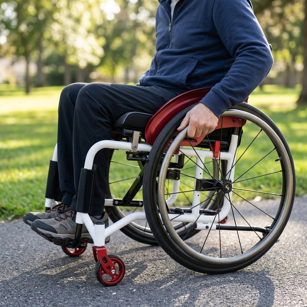Medwell Foldable Manual Sports Wheelchair - in use