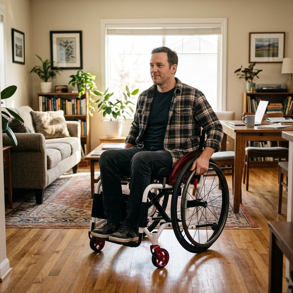 Medwell Foldable Manual Sports Wheelchair - at home