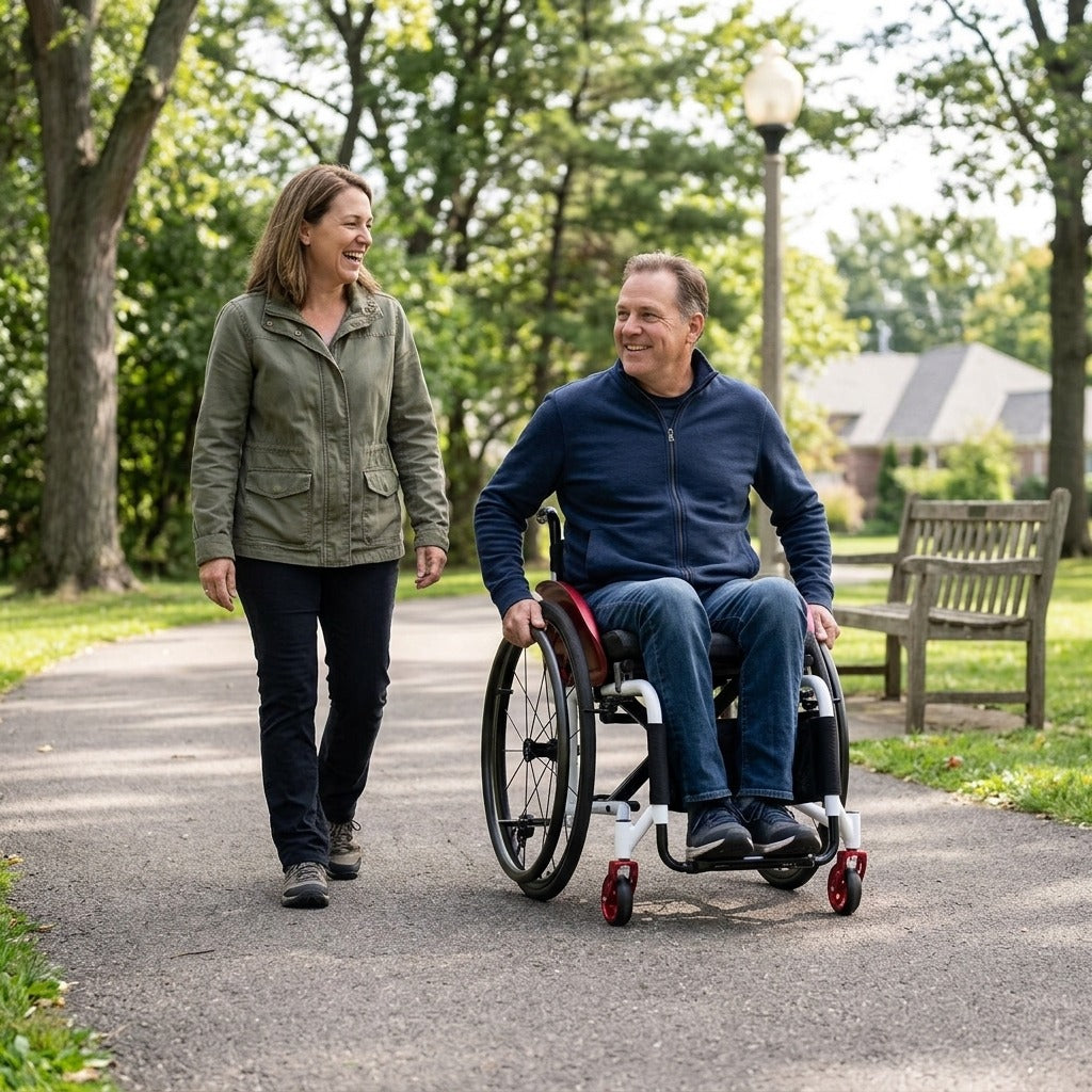 Medwell Foldable Manual Sports Wheelchair - in everyday life