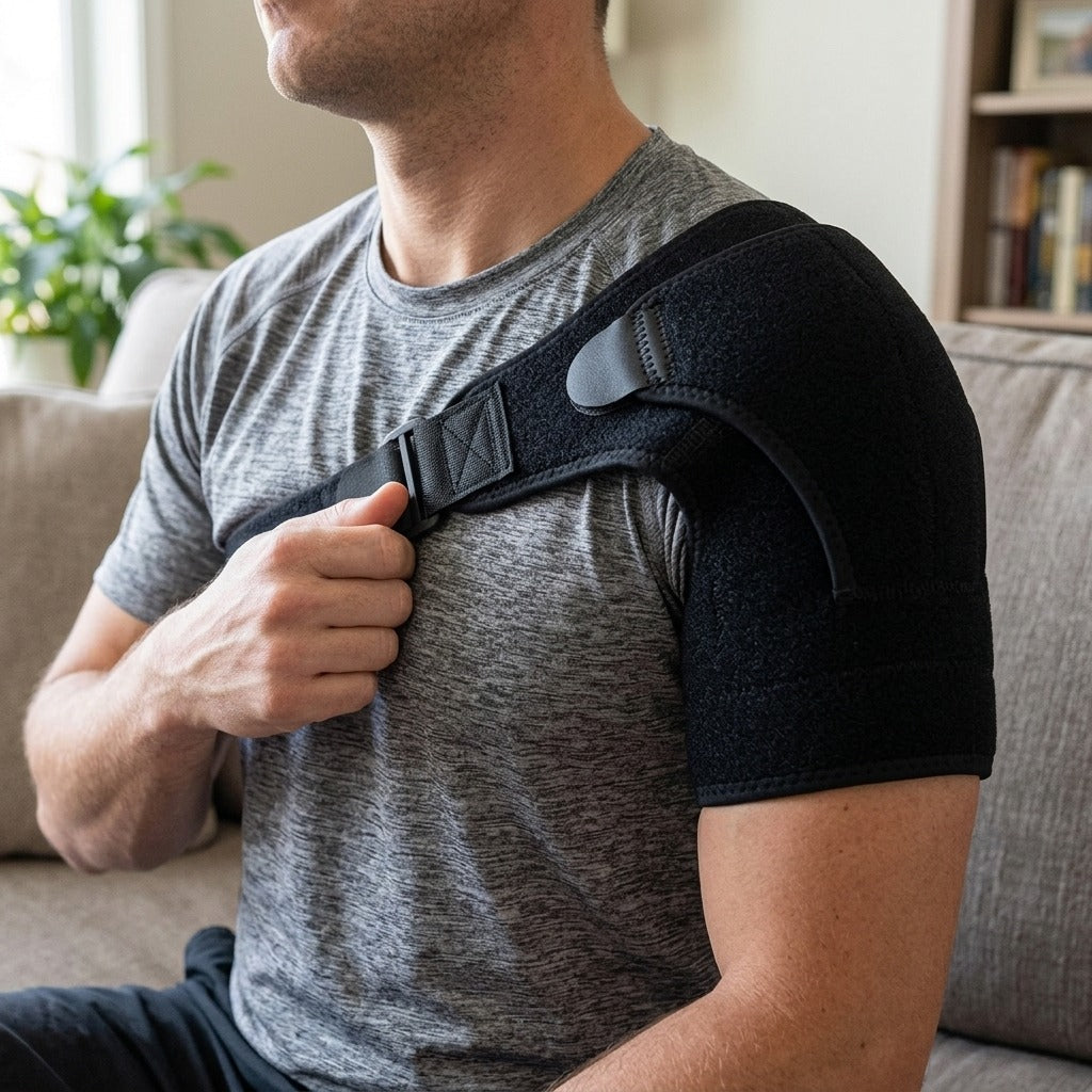 Shoulder Brace with Pressure Pad - in use