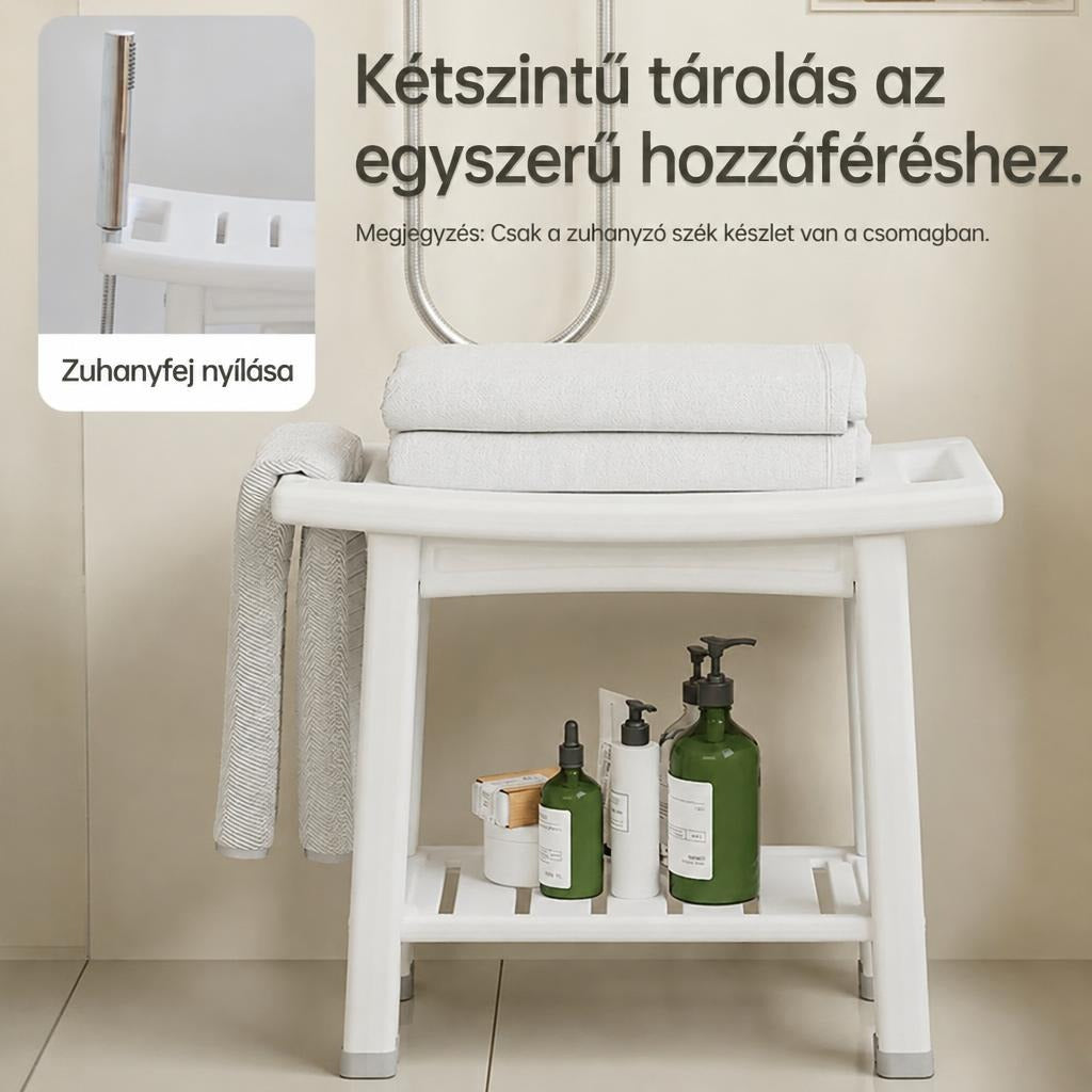 Zuhanypad kétszintes tárolóval