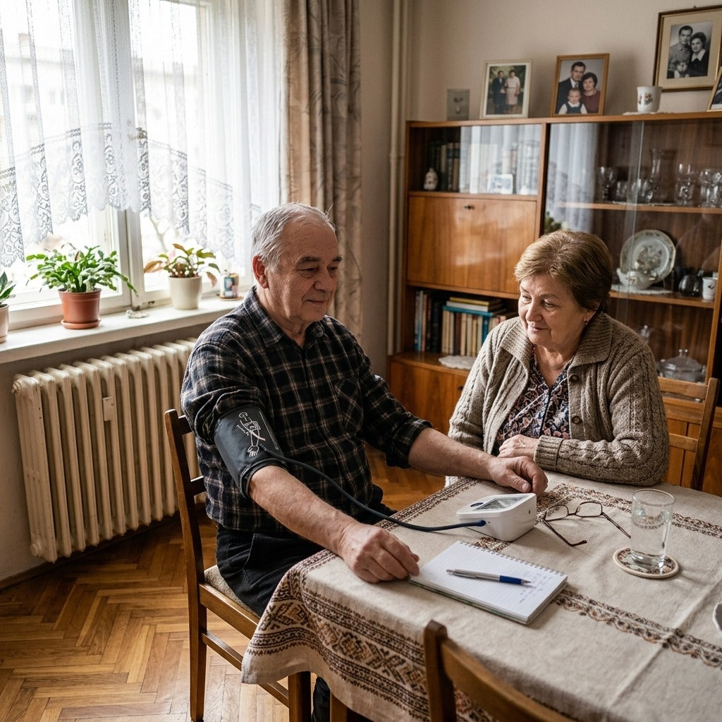 Egyszeres csöves felkaros vérnyomásmérő mandzsetta, 22–32 cm - a mindennapokban