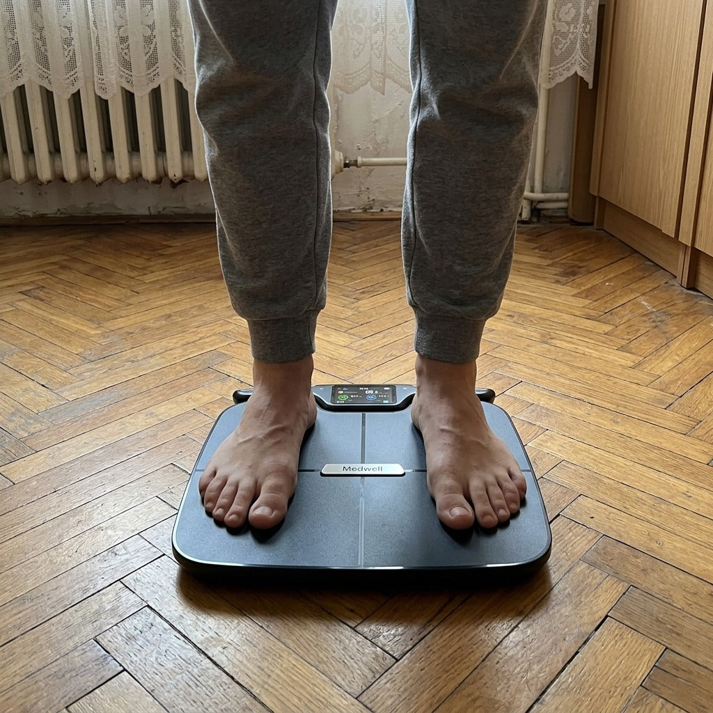 Okosmérleg WiFi- és Bluetooth-kapcsolattal - használat közben