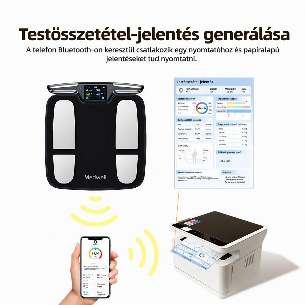 Okosmérleg WiFi- és Bluetooth-kapcsolattal