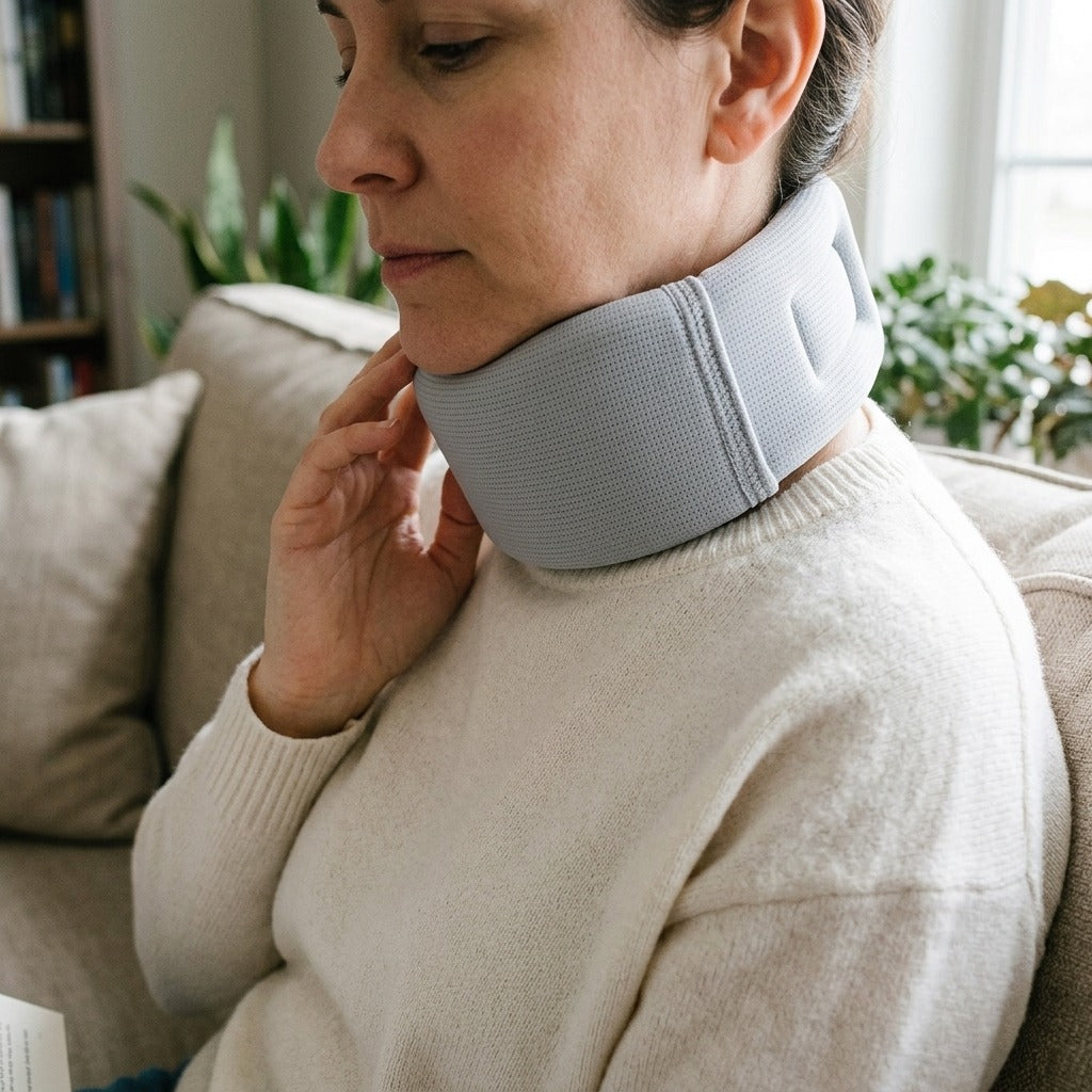 Soft Memory Foam Neck Brace - in use