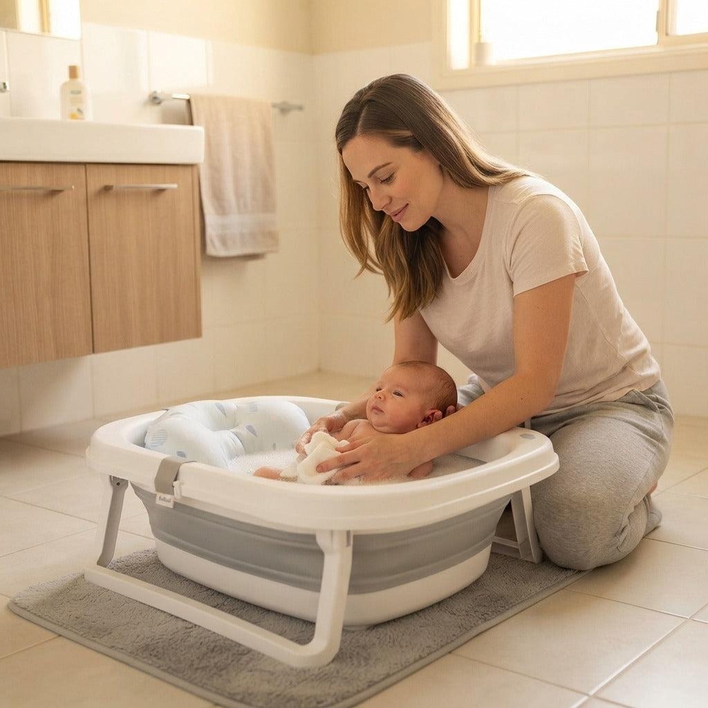 Soft Newborn Bath Mat with Non-Slip Pad - at home