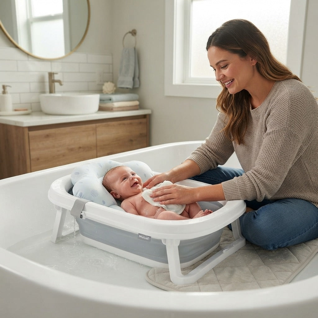Soft Newborn Bath Mat with Non-Slip Pad - in everyday life