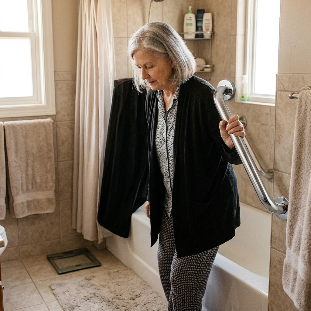 Stainless Steel Bathroom Safety Grab Bar - at home