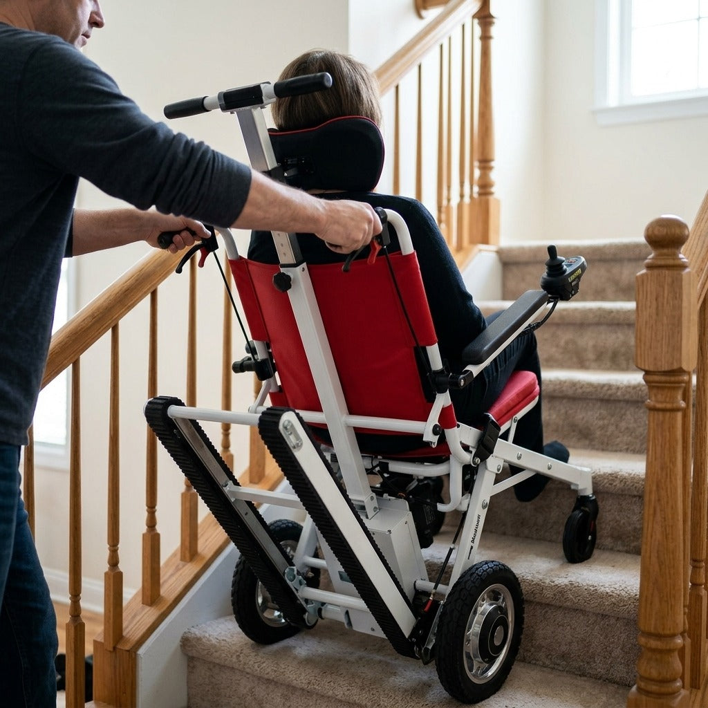 Stair-Climbing Wheelchair, 150 kg Capacity - in use