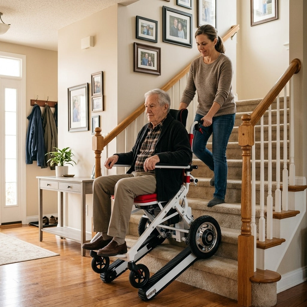 Stair-Climbing Wheelchair, 150 kg Capacity - at home