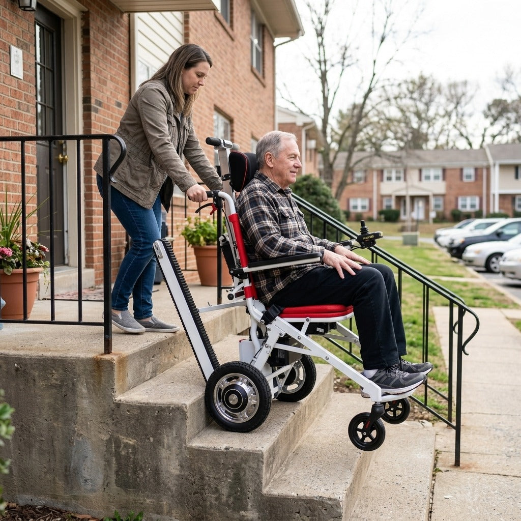 Stair-Climbing Wheelchair, 150 kg Capacity - in everyday life
