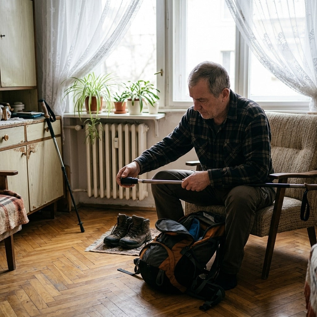 Acél túrabotvég volfrámfejjel - otthon