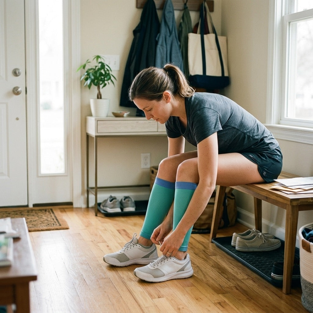 Stretchy Compression Calf Sleeves for Sports - at home