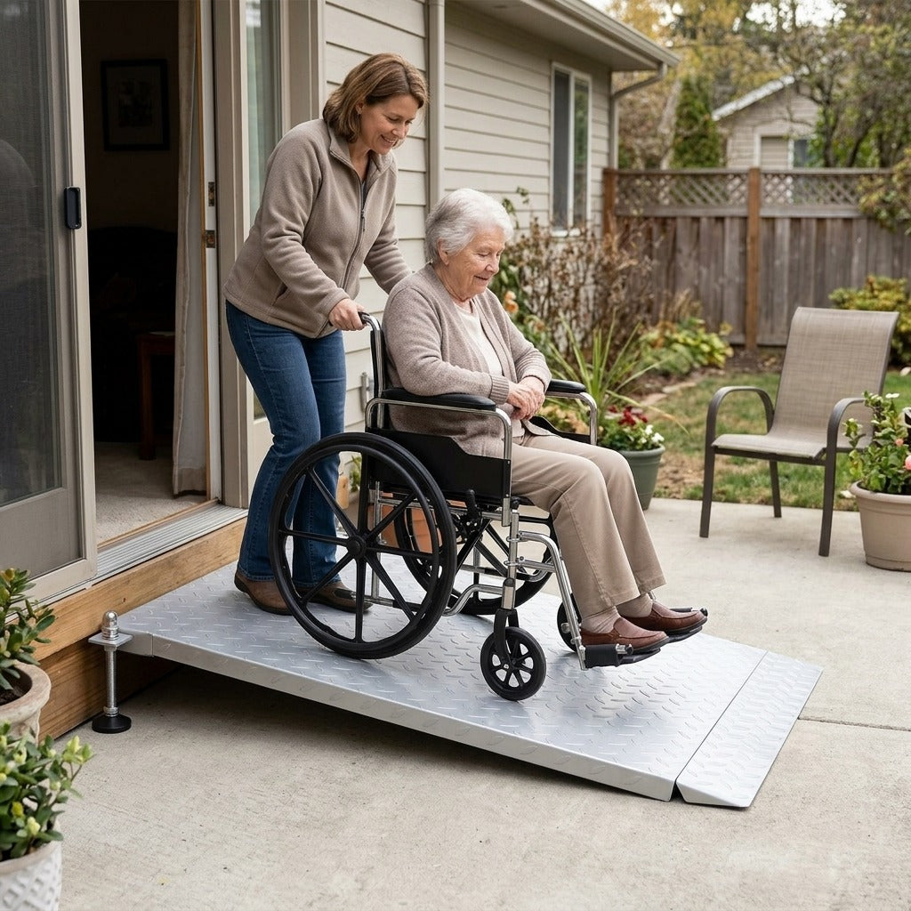 Medwell Aluminum Wheelchair Ramp, 42.5 x 23.2 in, 1000 lbs Capacity - in everyday life