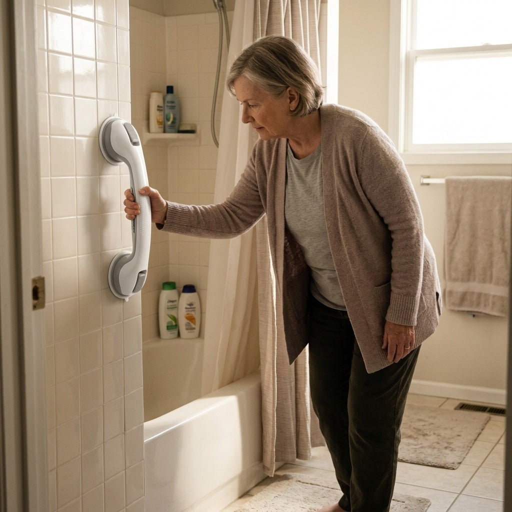 Suction Bathroom Grab Bars for Shower and Bathtub - at home