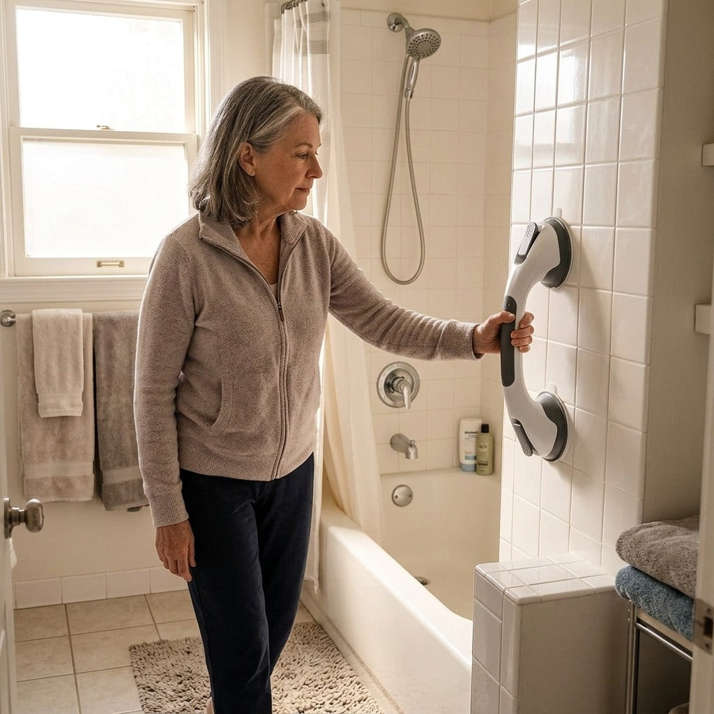 Suction-Cup Shower Grab Bar - at home