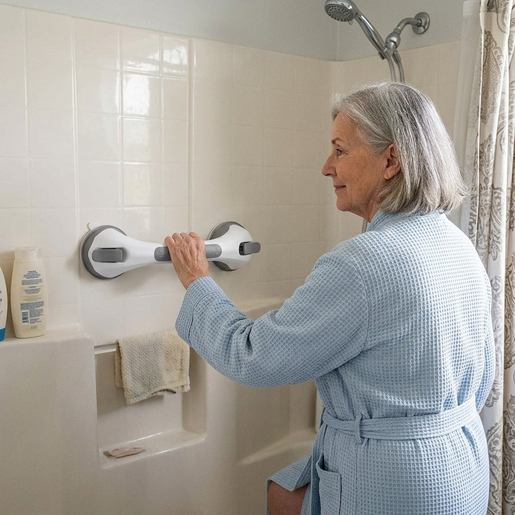 Suction-Cup Shower Grab Bar - in everyday life