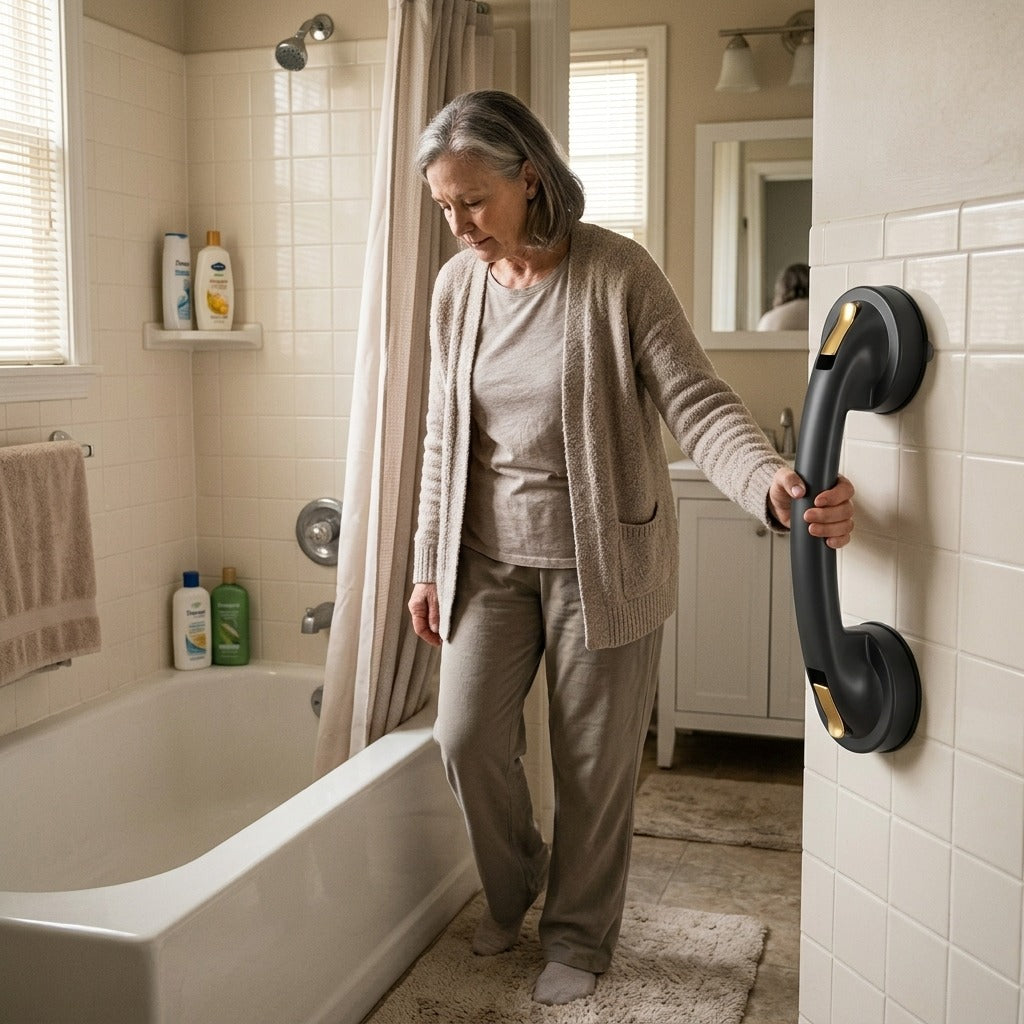 Suction Grab Bar for Bathtub and Shower - at home