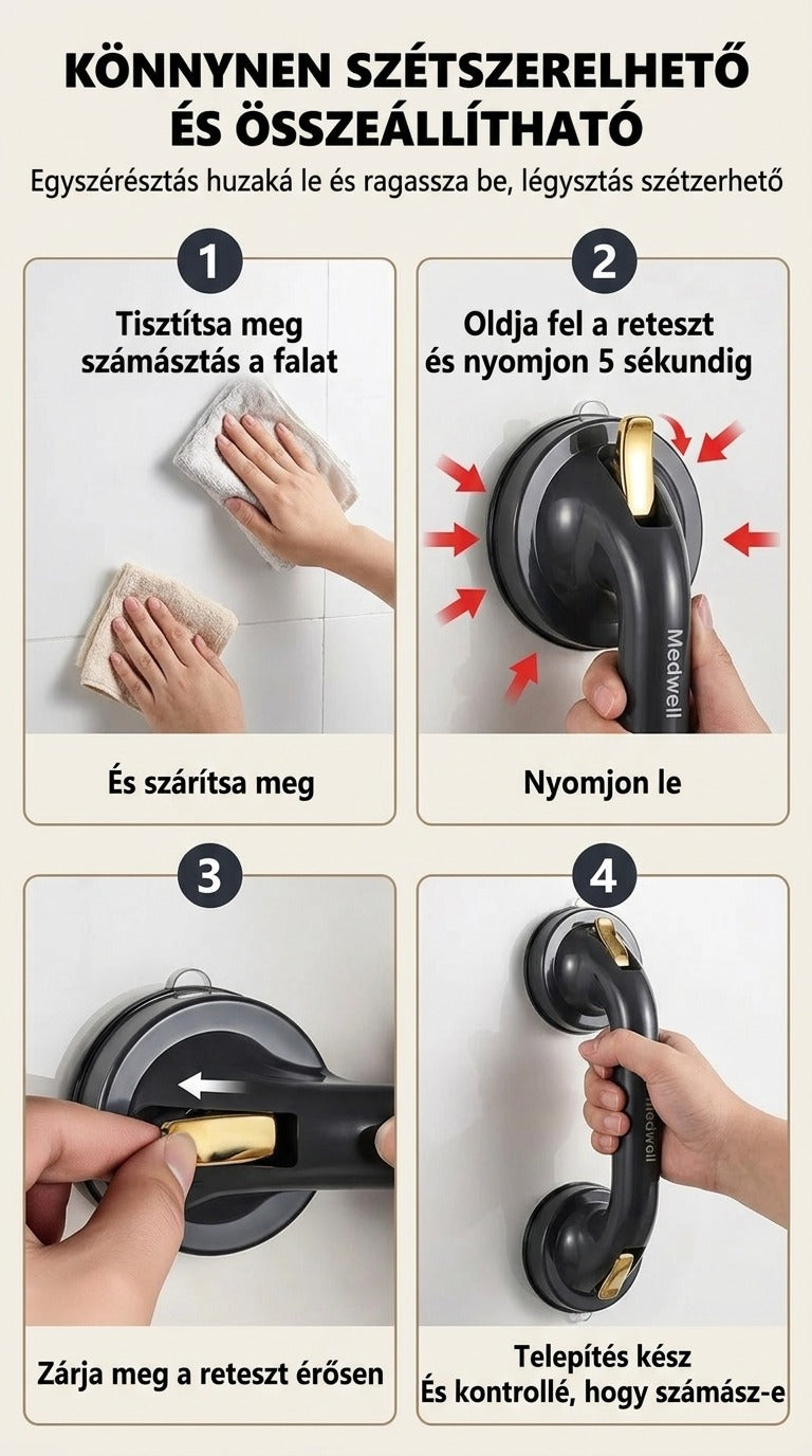 Tapadókorongos kapaszkodó kádhoz és zuhanyzóba