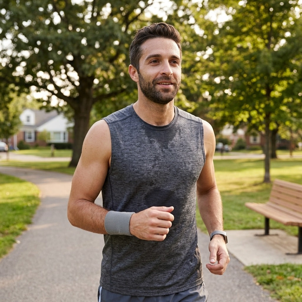 Sweat-Absorbing Sports Wristband - in everyday life