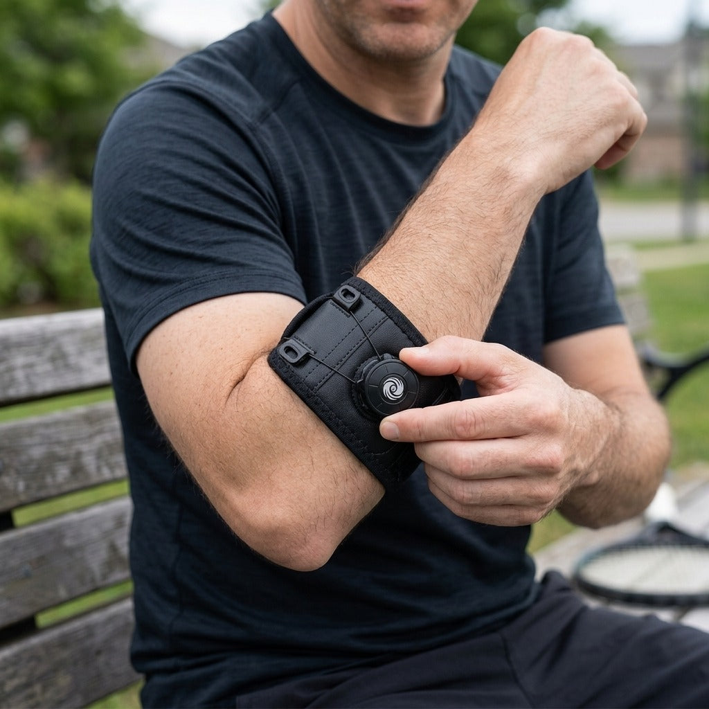 Tennis and Golfer’s Elbow Brace Strap - in use