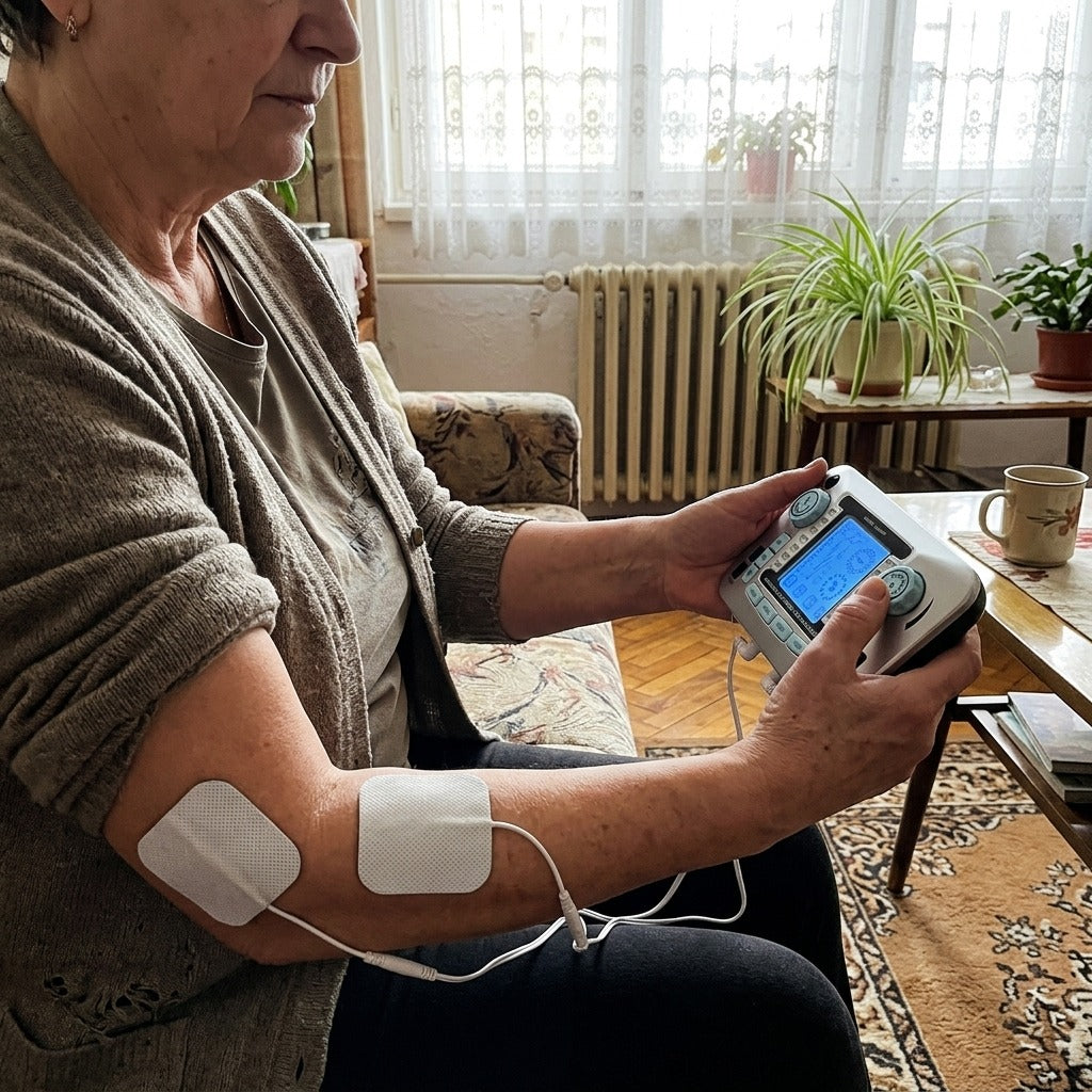 TENS és EMS izomstimuláló elektródapárnákkal - használat közben