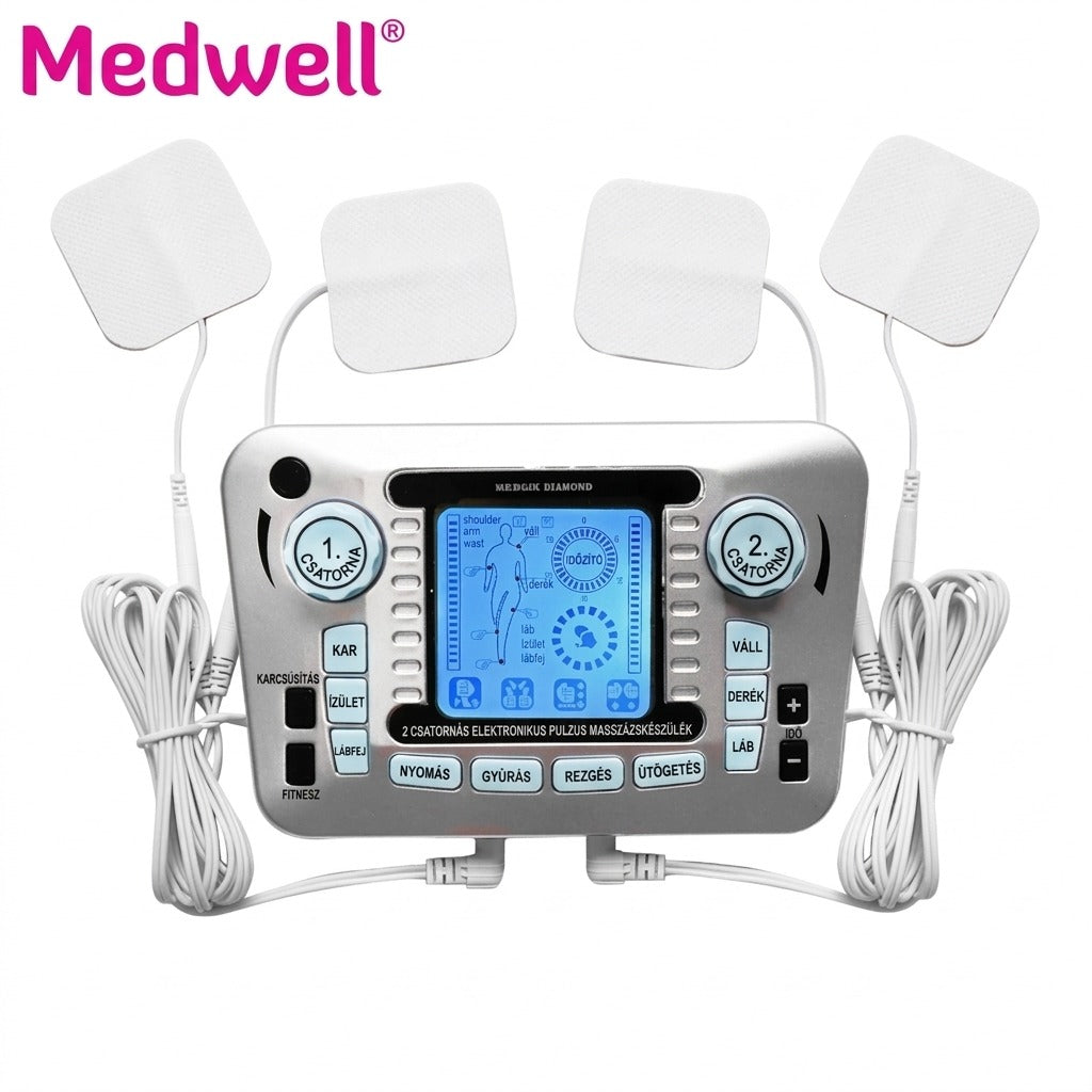 Medwell 2-csatornás EMS-masszázskészülék elektronikus pulttal