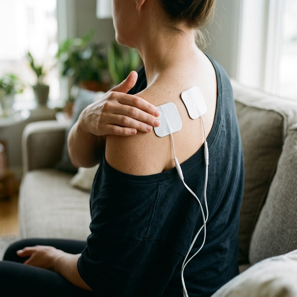 TENS Electrode Pads with Conductive Gel, 20 Pairs - in use