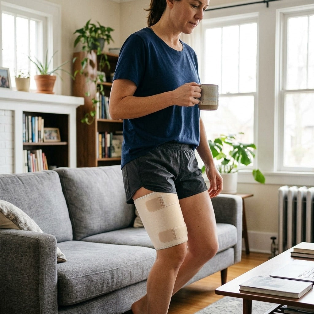 Thigh Support Brace with Straps - at home