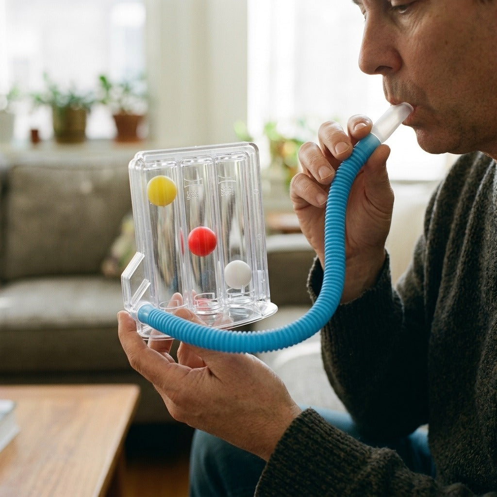 Three-Ball Breathing Trainer - in use